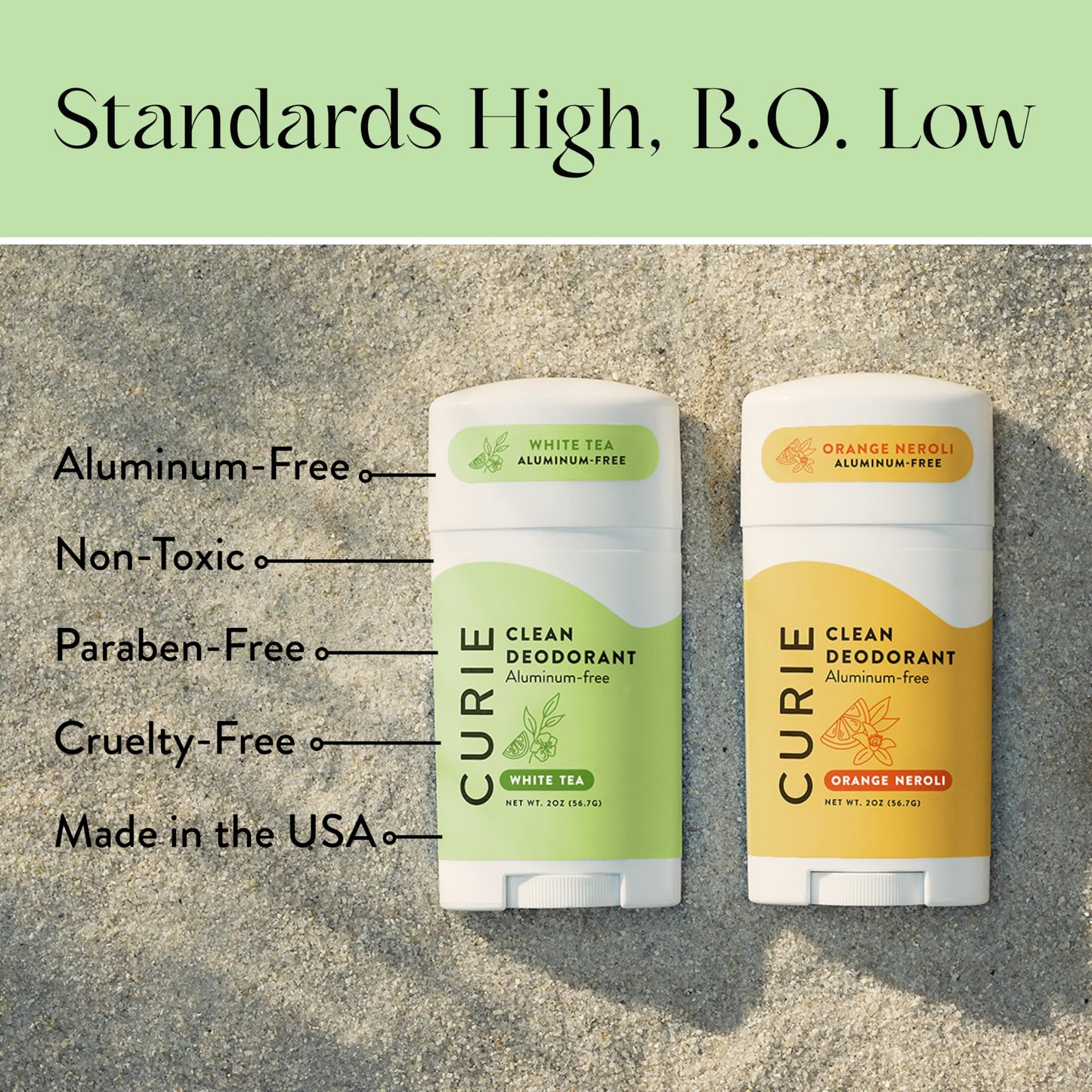 Curie Natural Deodorant for Women - Orange Neroli + White Tea - Aluminum Free, Clean, Sustainable, Vegan Paraben Free (2pk)