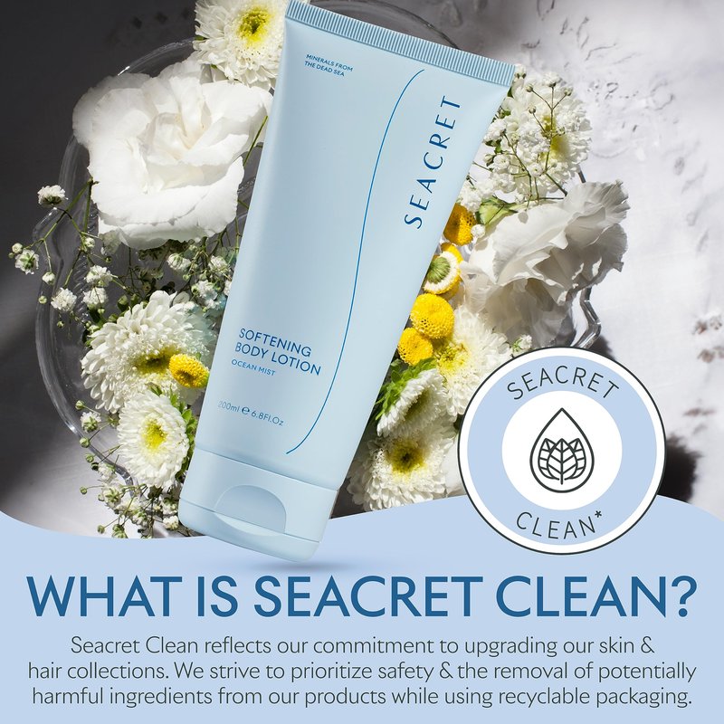 SEACRET Body Lotion for Dry Skin - Daily Moisturizing Lotion with Ceramide, Squalane, Shea Butter & Dead Sea Minerals, Fast-Absorbing Non-Greasy Formula - Ocean Mist Scent, 6.8 Fl Oz / 200 ml