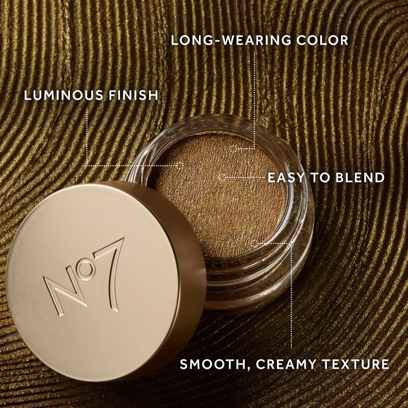 No7 Pro Artist Gilded Glimmer Cream Eyeshadow - Buildable Shimmer Eye Shadow for Bold, One-Swipe Color - Silky Long Wear Eye Makeup - Pearl Glow (3.4g)