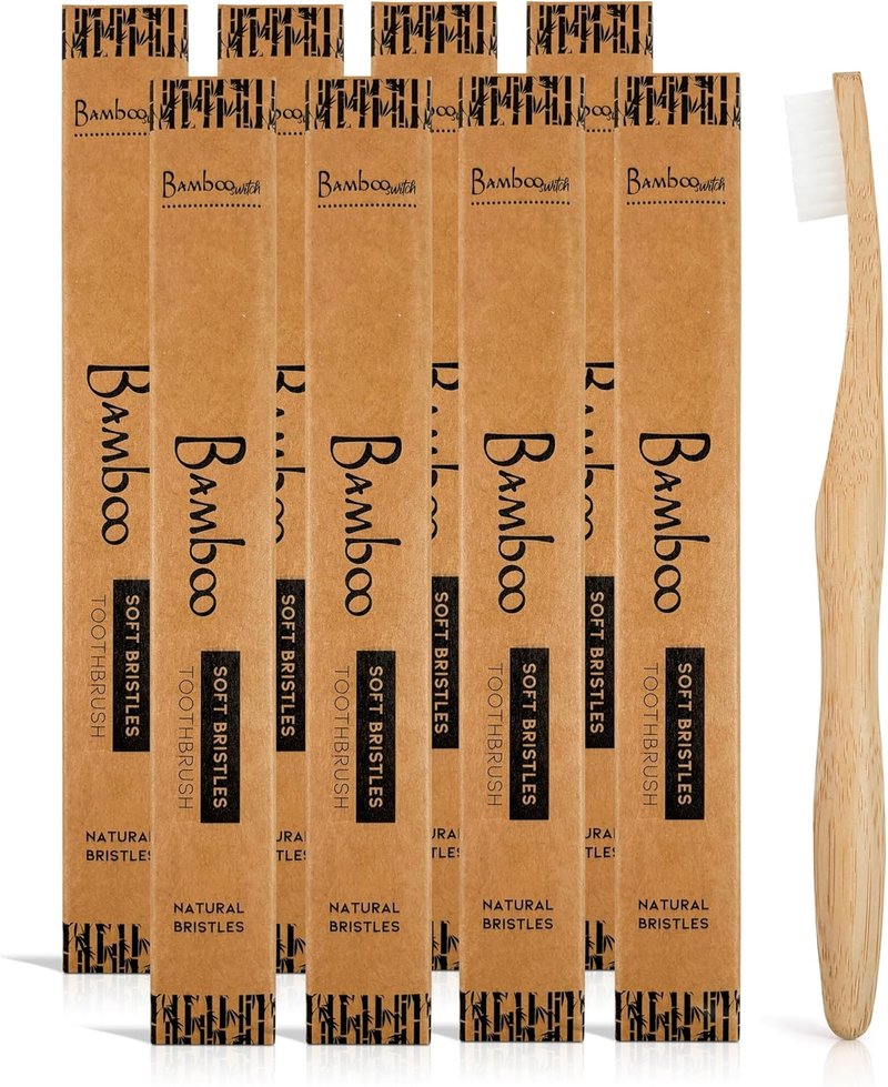 Bamboo Toothbrush Set - Natural Soft Bristles | Eco-Friendly, Compostable, Biodegradable (Pack of 8)