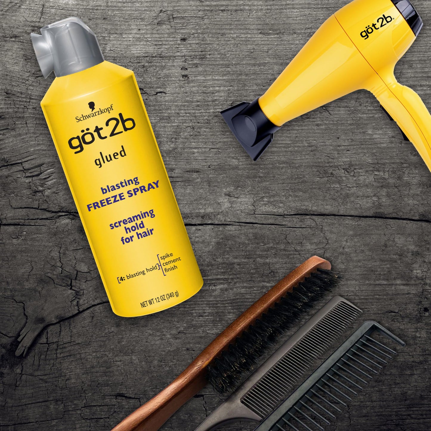 got2b Glued Blasting Freeze Hair Spray, 12 Fl Oz, Pack of 6, Extra Strong Holding Spray for Spikes & Styles, Long-Lasting All-Day Hold, Wind-Tested, Humidity-Resistant, Washes Out Easily
