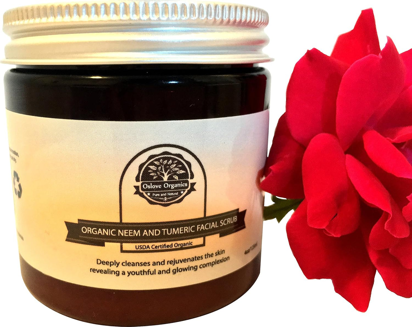 Oslove Organics Organic Neem and Turmeric Facial Scrub - Brightens & Evens Skin Tone | 4 oz