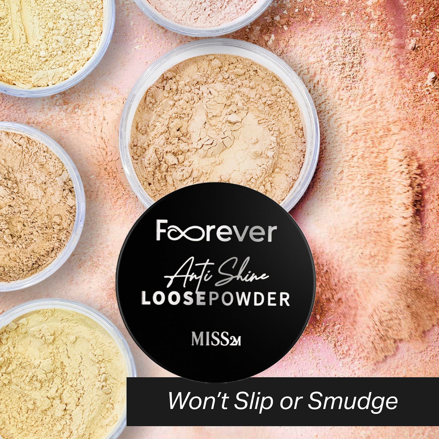 MISS2M Forever Matte & Blur Makeup Setting Powder with Anti-Shine Oil Control and Soft-Focus Skin Filter: 102 Sheer Mocha, 0.53 Oz