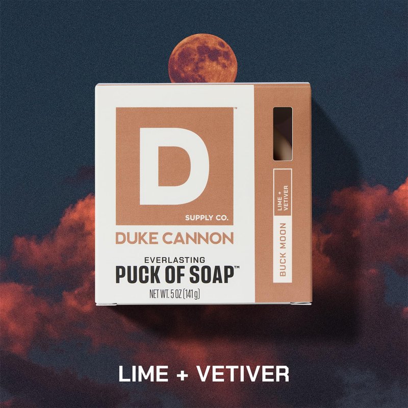 Duke Cannon Supply Co. Puck Soap Bundle – Men’s Hydrating Rounded Bar Soap with Masculine Scents for All Skin Types, Buck Moon, 5 oz (6 Pack)