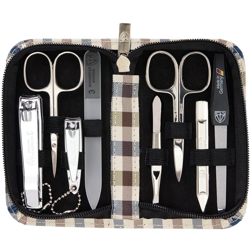 8-Piece Manicure Pedicure Grooming Kit | Synthetic Leather Case - Made in Germany