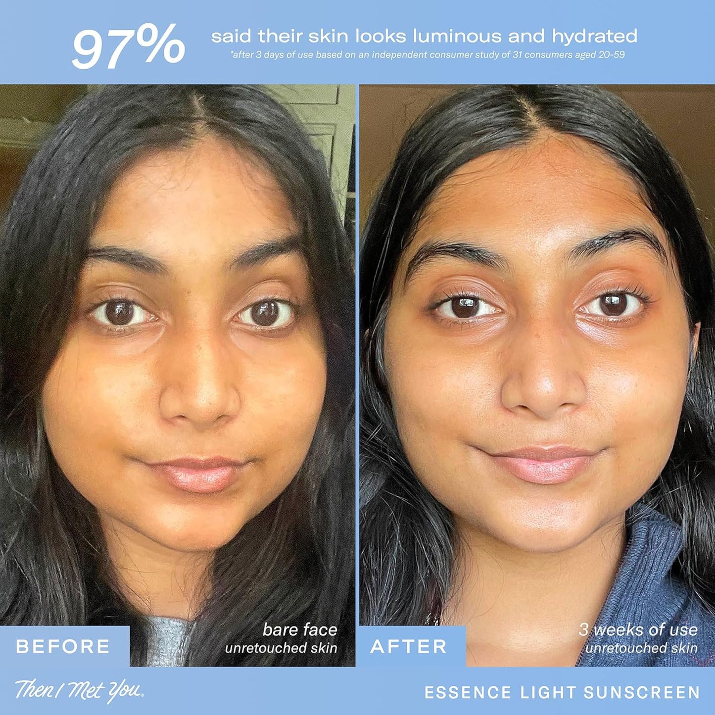 Then I Met You Essence Light Korean Sunscreen - Broad Spectrum SPF 50 with Hyaluronic Acid | Vegan & Cruelty-Free, 1.69 oz