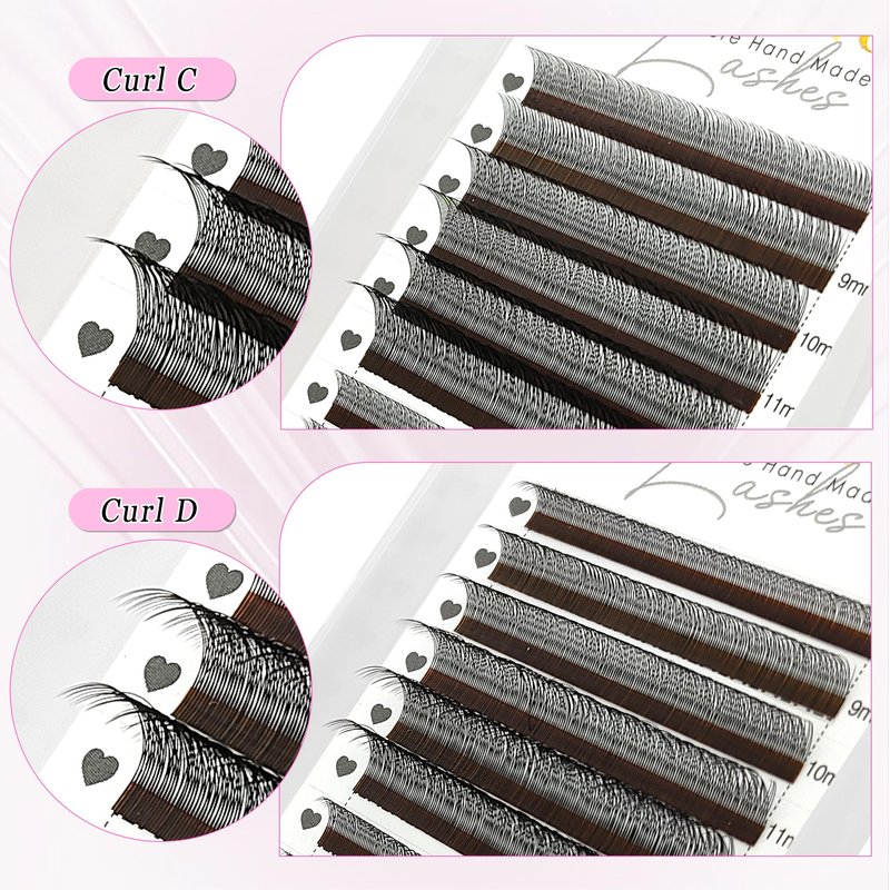 CoMango Fox EyeLashes Extension 2D Fans Flying YY Lashes Y Shaped Wispy Lashes Foy YY Lashes Mink Premade Lash Fans C/D Curly Natural Fluffy Handmade Individual Eyelash Fans(Black,2D-D-mix8-13mm)