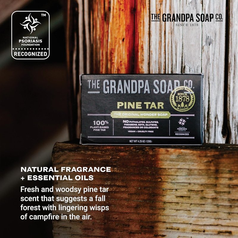 Pine Tar Bar Soap for Men - 3-in-1 Cleanser, Deodorizer & Moisturizer | 3.25 Oz, 6 Pack - Dermatologist Tested, Sensitive Skin Safe