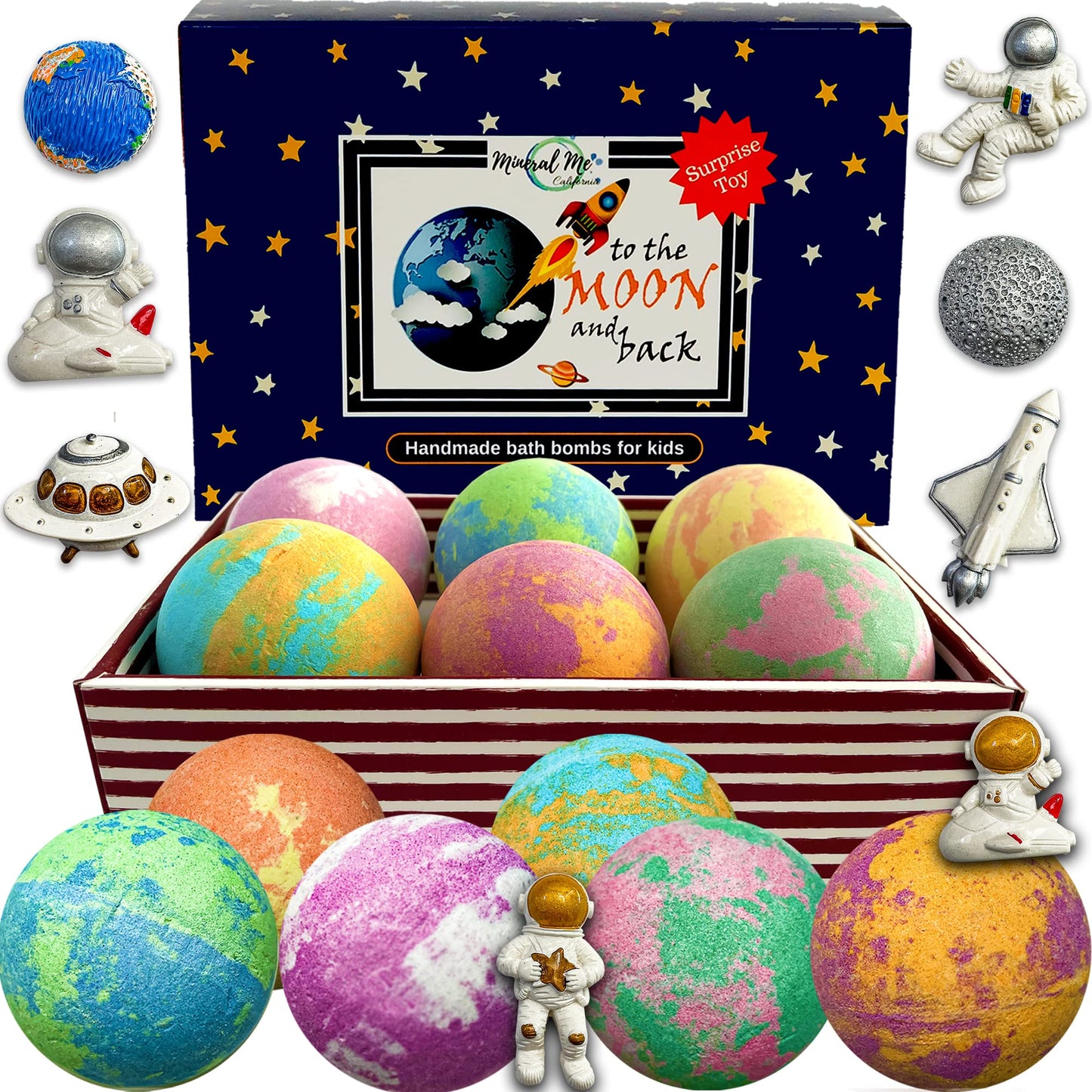 Galaxy Bath Bombs for Kids with Surprise Inside - Organic Bubble Bath Bombs with Educational Outer Space Planet Toys. Gentle, Natural & Kids Friendly - Birthday Gifts for Boys, Toddlers, Girls