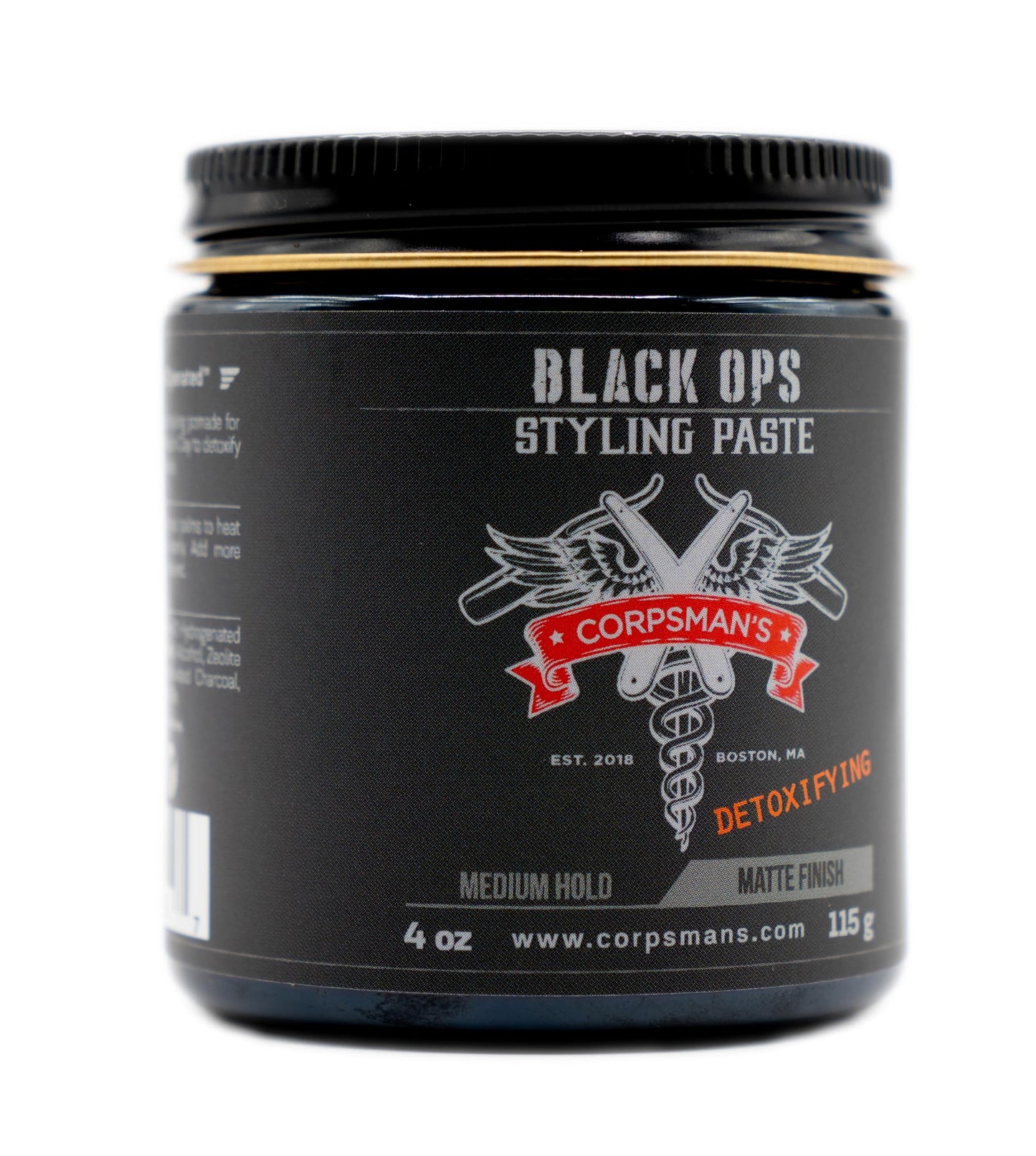 Corpsman's BLACK OPS STYLING PASTE | Medium Hold | Matte Finish | 4 ounce glass jar