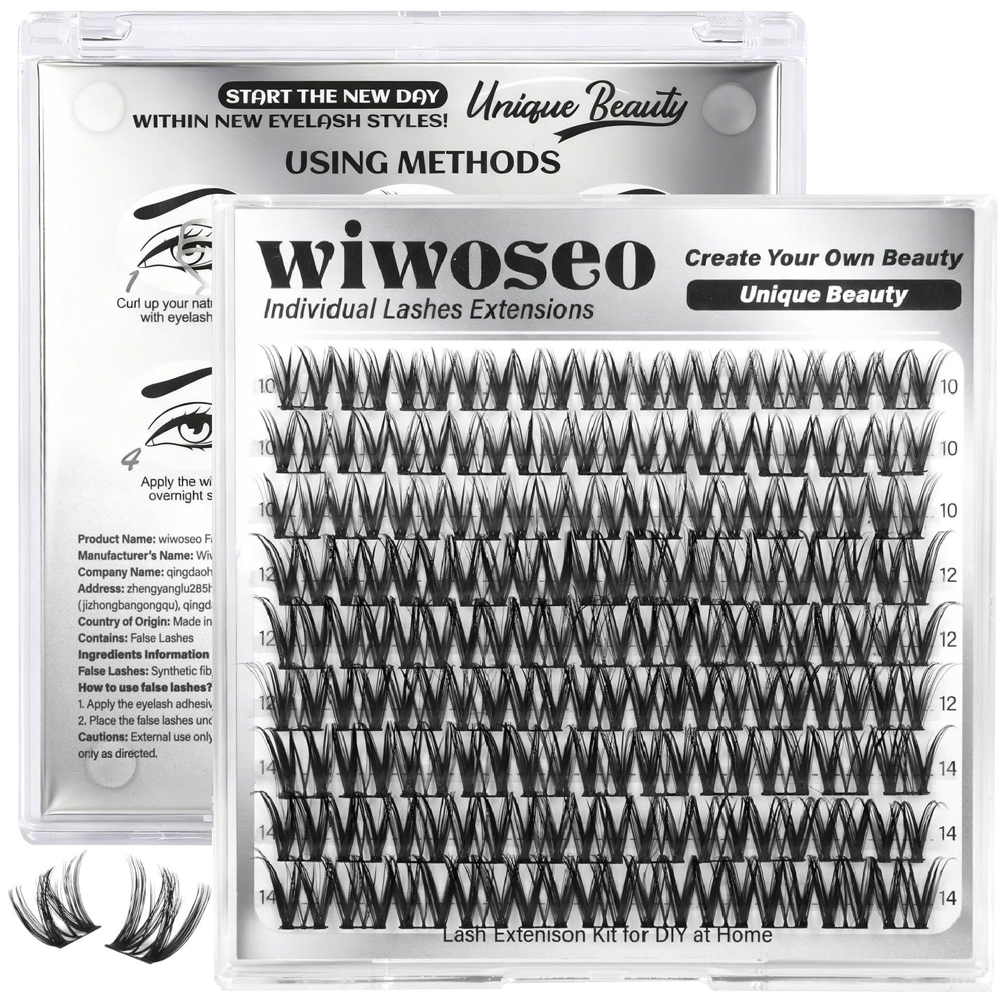 wiwoseo Flora Lash Clusters 10-14mm Flaunt Lash Clusters D Curl Short Lashes Clusters Wispy Individual Lashes Flaunt Lashes Clusters Short Eyelash Clusters Natural Lashes Cluster for Daily Makeup