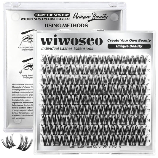 wiwoseo Flora Lash Clusters 10-14mm Flaunt Lash Clusters D Curl Short Lashes Clusters Wispy Individual Lashes Flaunt Lashes Clusters Short Eyelash Clusters Natural Lashes Cluster for Daily Makeup