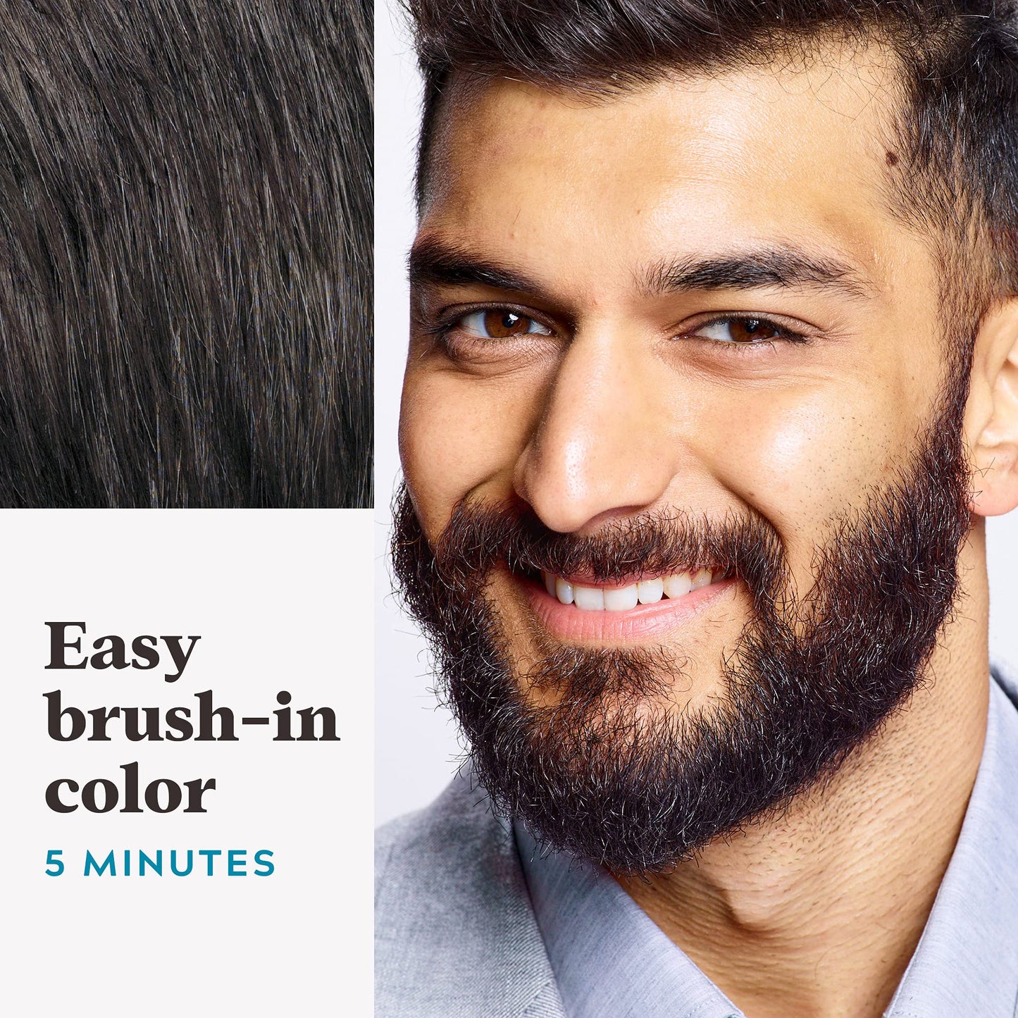 Just For Men Mustache & Beard, Beard Coloring for Gray Hair with Brush, With Keratin Biotin Aloe and Coconut Oil for Healthy Facial Hair - Darkest Brown, M-50, Pack of 3