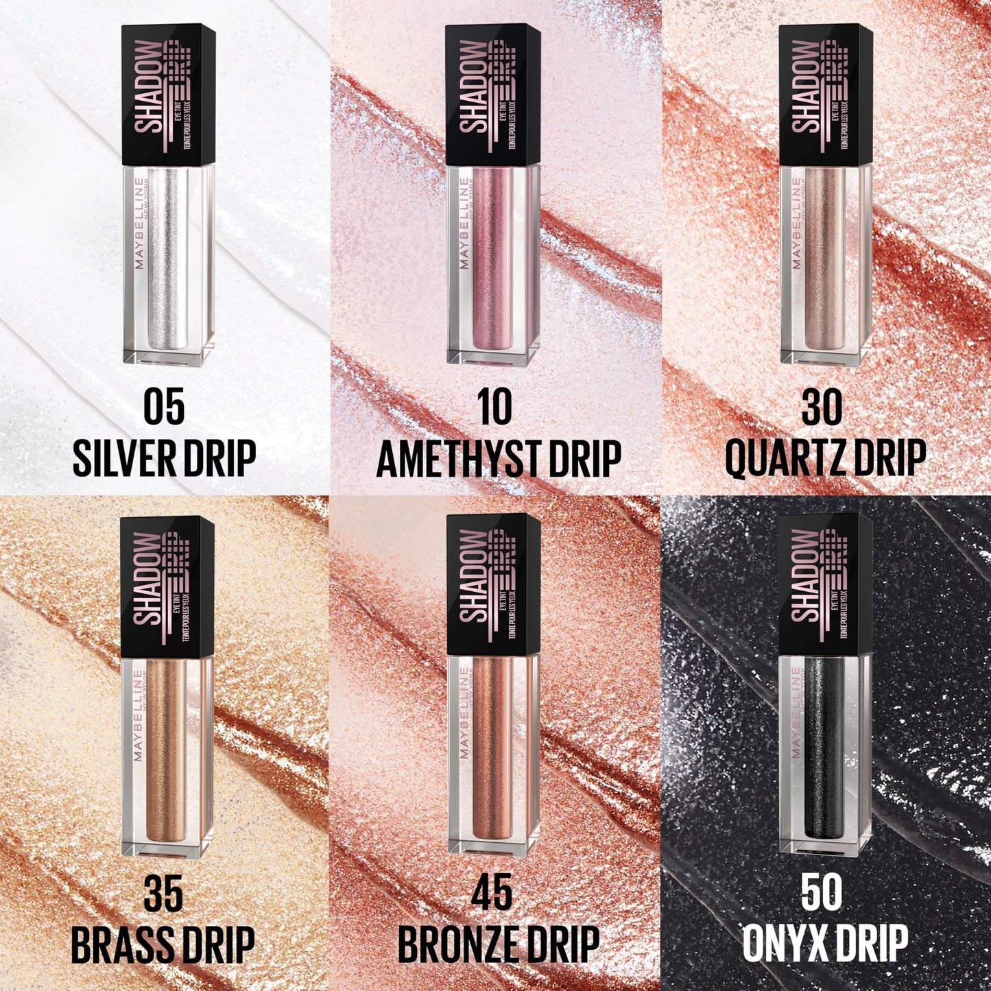 MAYBELLINE Shadow Drip Eye Tint Liquid Eyeshadow, High-Impact, Lightweight Shimmer Eye Shadow with Up To 16HR Wear, Quartz Drip, 1 Count