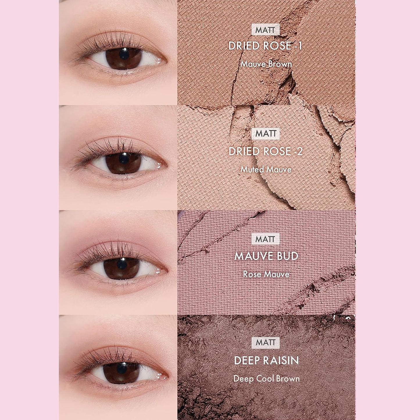 Amuse SEOUL Eye Color Palette - 9-Cool Rose Tones, Blendable Matte & Shimmer Eyeshadow, Vegan Korean Makeup | 02 Cool Rose