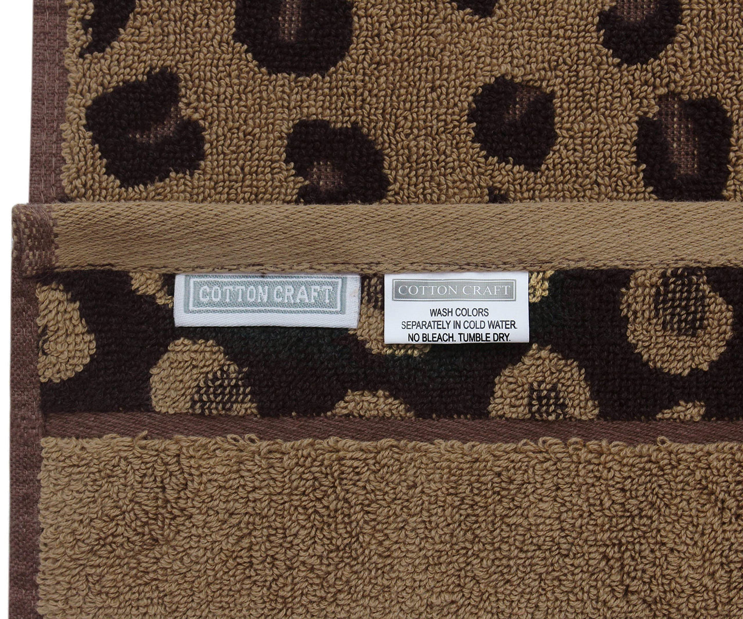 COTTON CRAFT Wash Cloth - Set of 12 Animal Print Safari Decorative Washcloth - 100% Cotton Jacquard Bathroom Face Towel Set - Super Soft Quick Dry Absorbent Luxury Guest Towel - Easy Care - 12 x 12