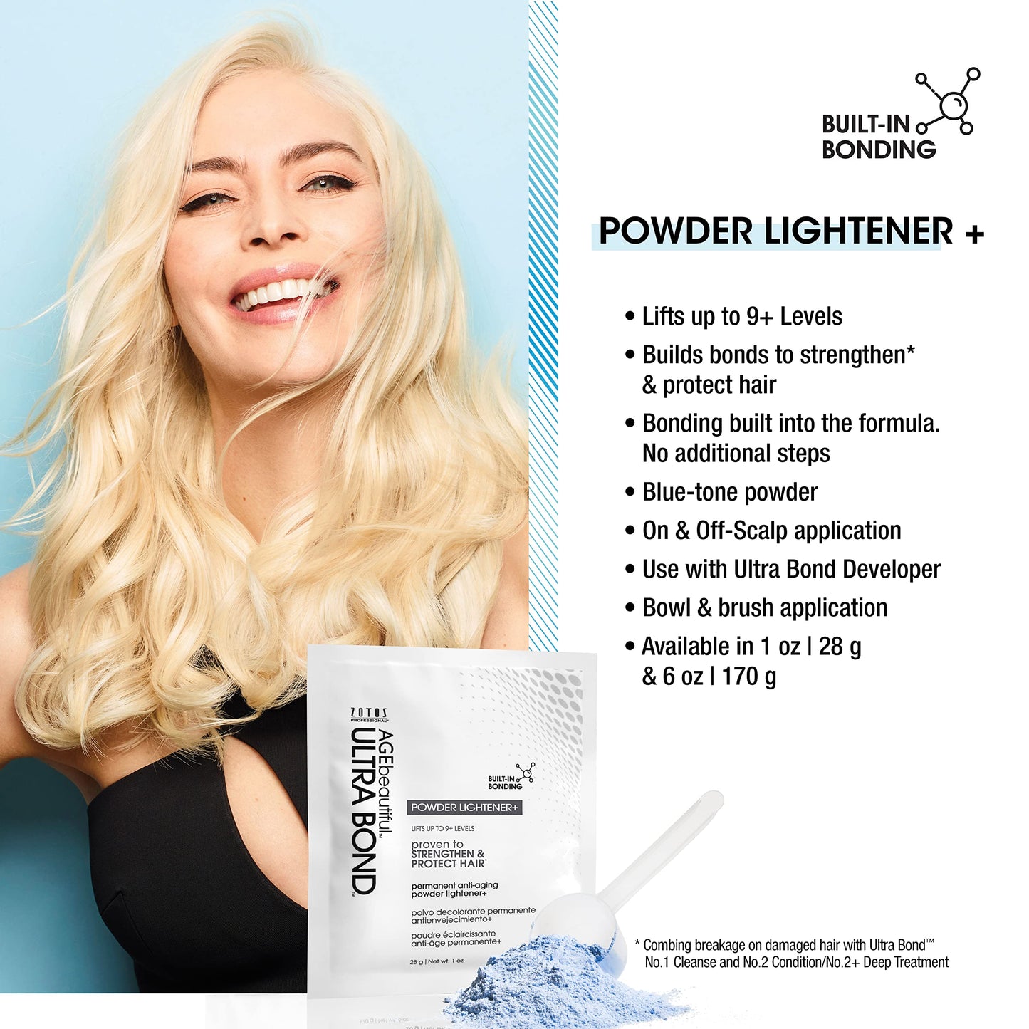 AGE beautiful Permanent Powder Hair Lightener with Ultra Bond Building, Lifts Up to 9+ Levels, Strengthens & Protects Hair, Professional Salon Lightener for Lightening & Highlights, 1 Oz