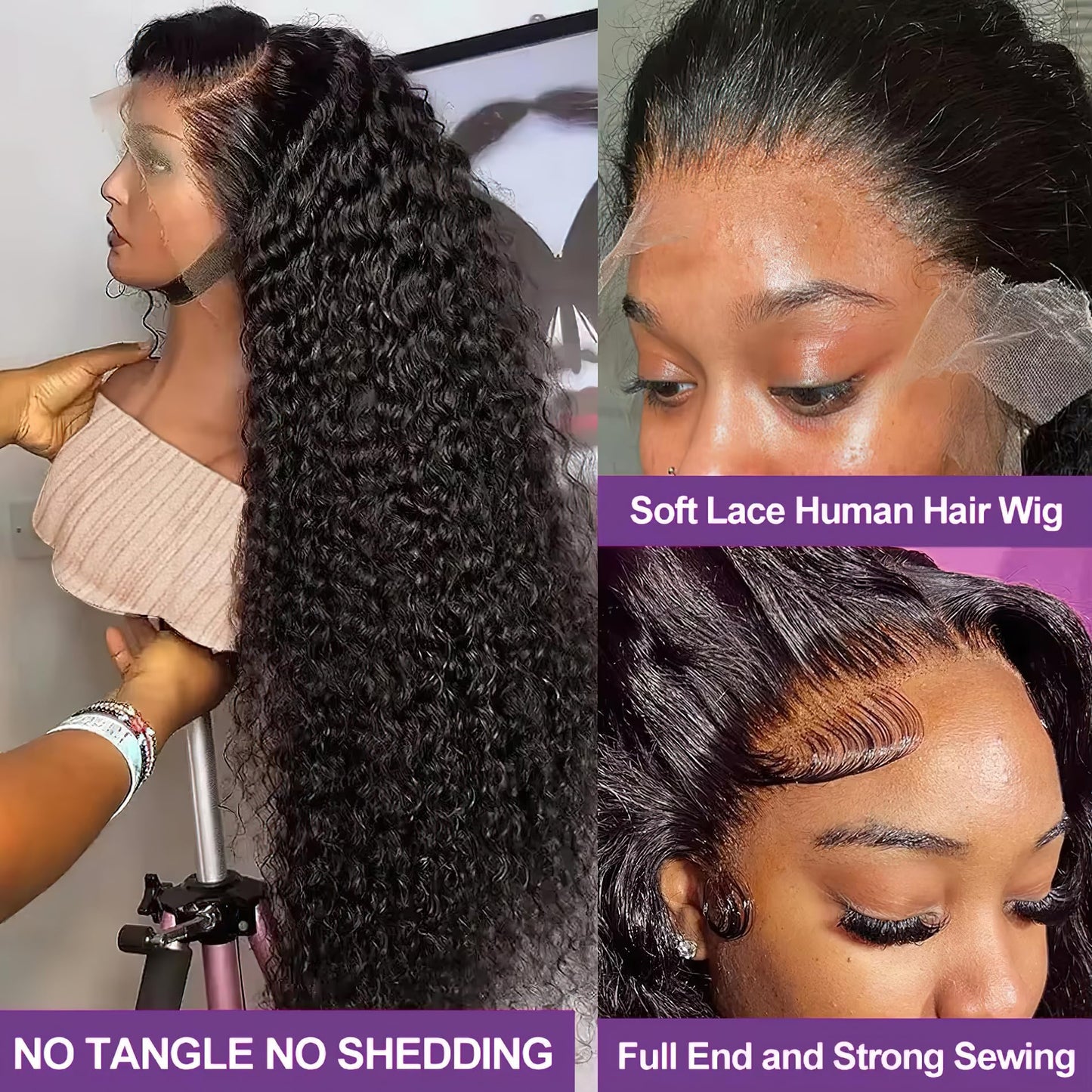 Hrnytdek 180% Density 13x6 Lace Front Wig Human Hair - Glueless Swiss HD Lace, Pre Cut Body Wave 30Inch, Pre Plucked Hairline & Baby Hair, Thick & Tangle-Free (Black)