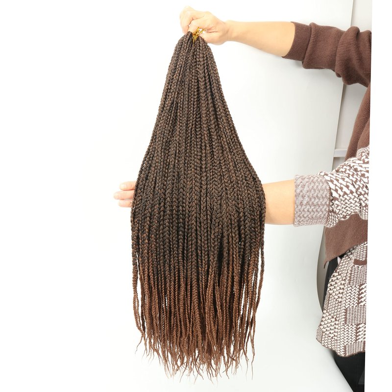 Ombre Brown Crochet Box Braid 30inch 6 Packs Midium Size Premium Synthetic Crochet Braids Waist Length Individually Prelooped Handmade Soft Braids Hair Extension For Girls Women(30inch M1B30)