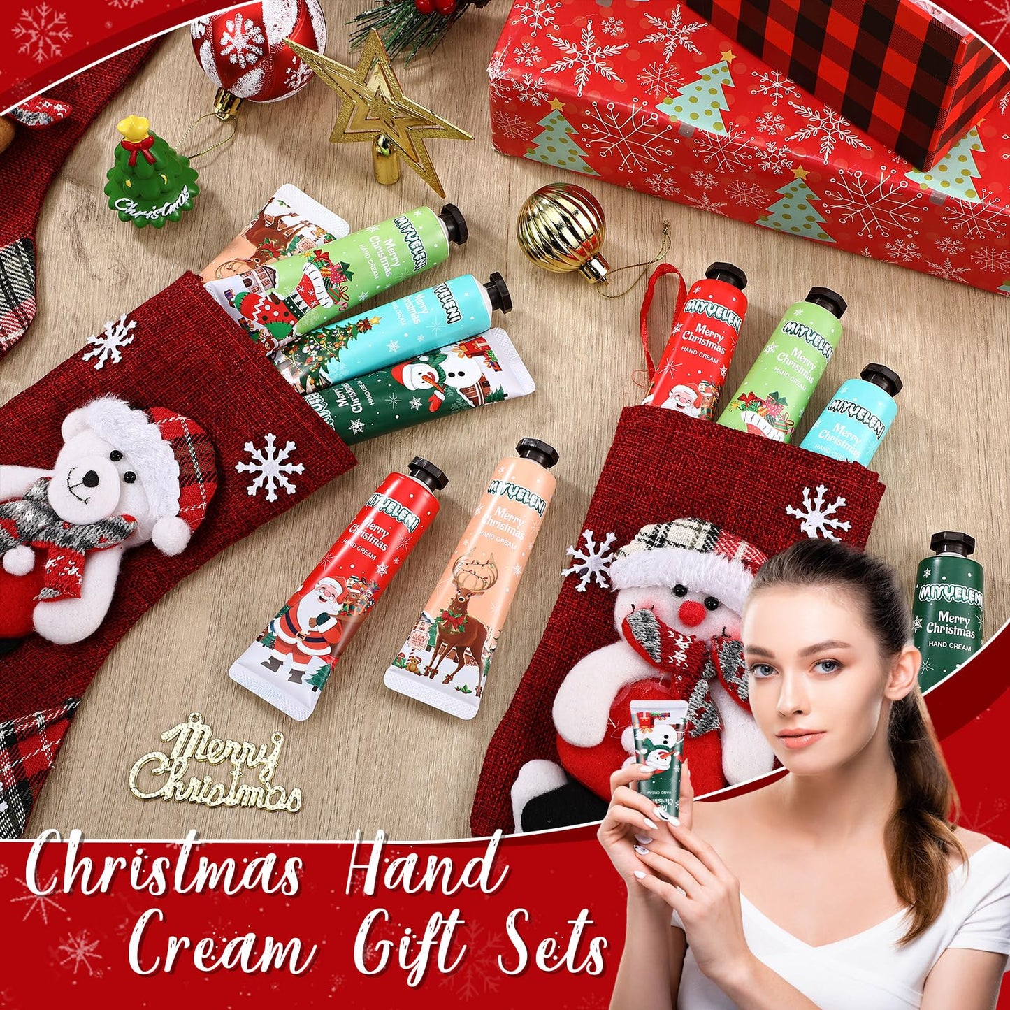 Dansib 48 Pcs Christmas Hand Cream Gift Sets for Dry Cracked Hands Moisturizing Hand Lotion Small Travel Lotion Stocking Stuffers Gift Set for Women Mom Girlfriend Christmas Birthday