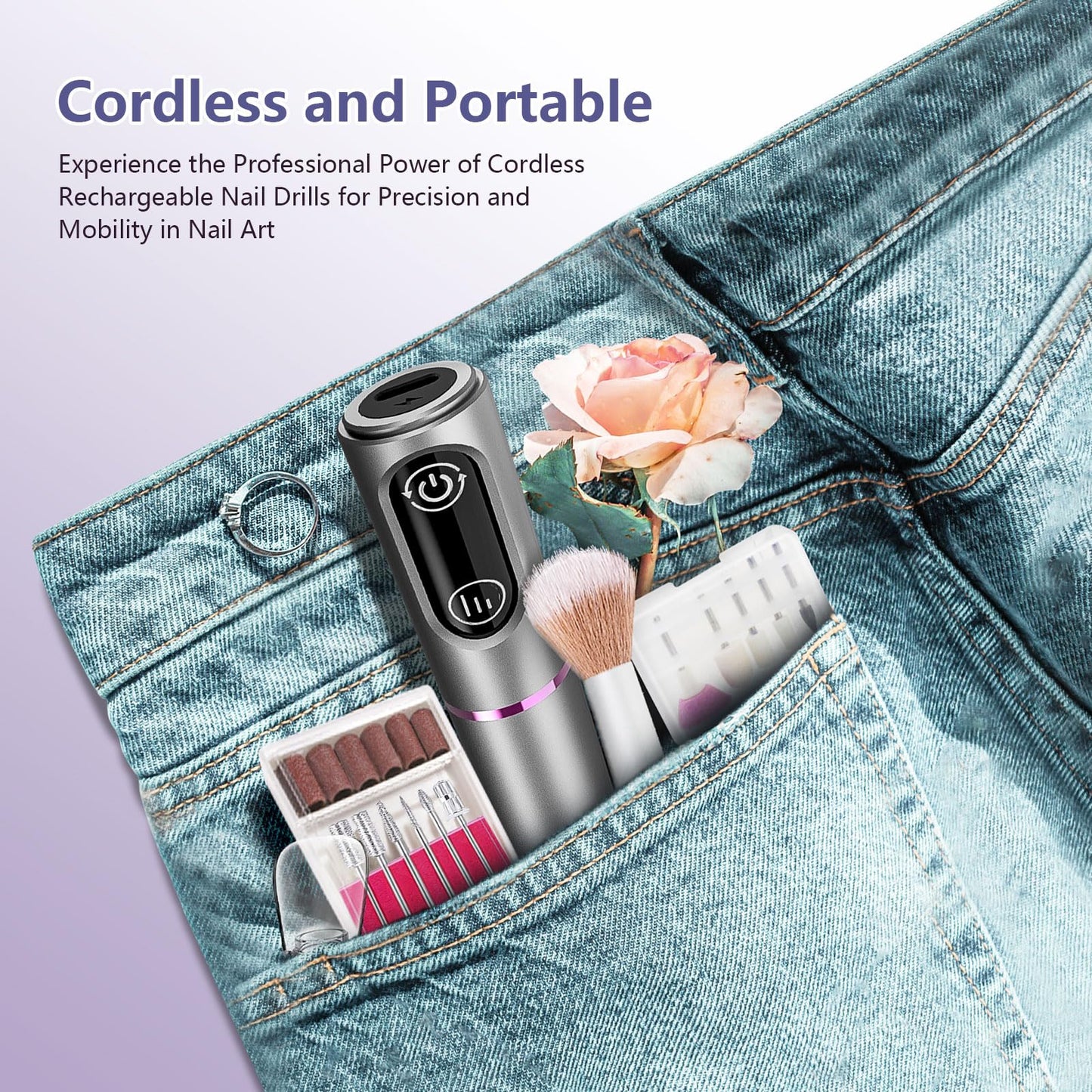 TUOBEO Cordless Nail Drill, Rechargeable Electric Nail File, 11 Bits