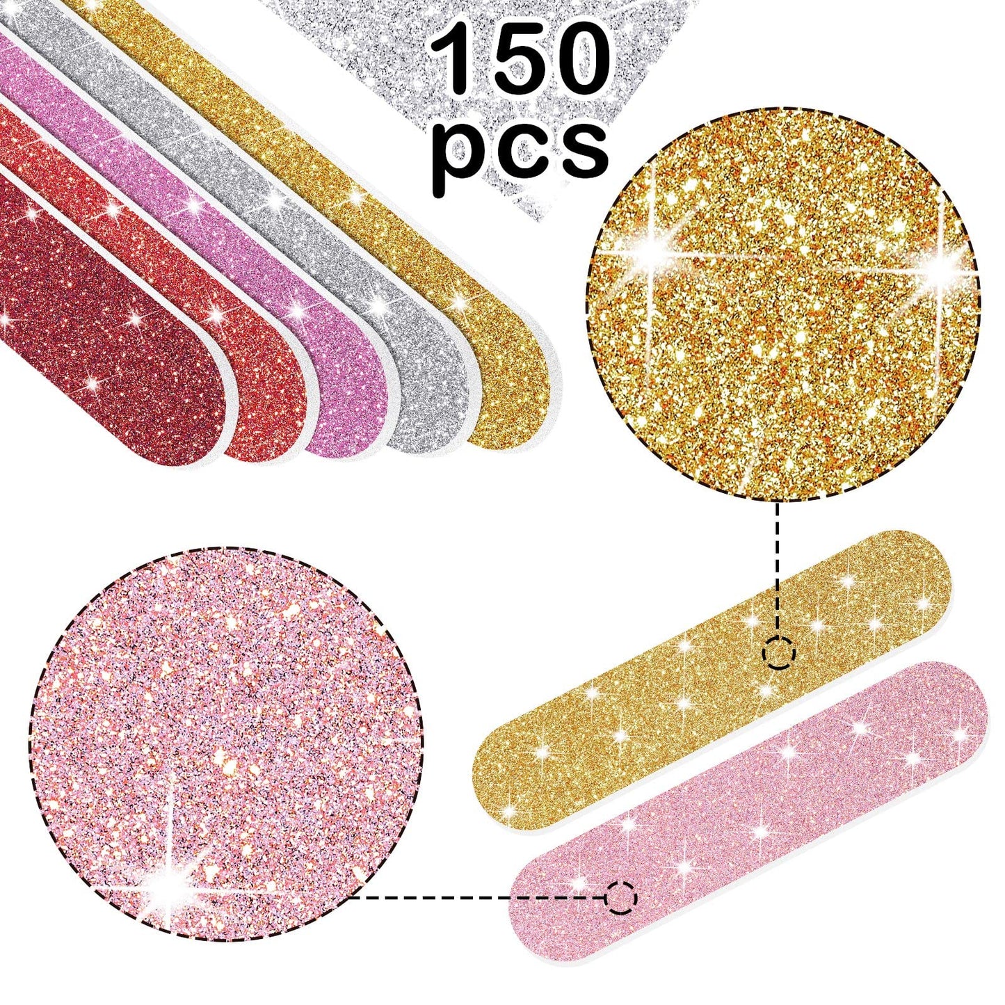 Mudder 150 Pack Mini Nail Files Bulk, Double Sided Emery Boards for Nails, Disposable Small Gift Set, Colorful Grit Emery Files Tools for Fingernails Manicure Pedicure Shaping Buffing Smoothing Cute