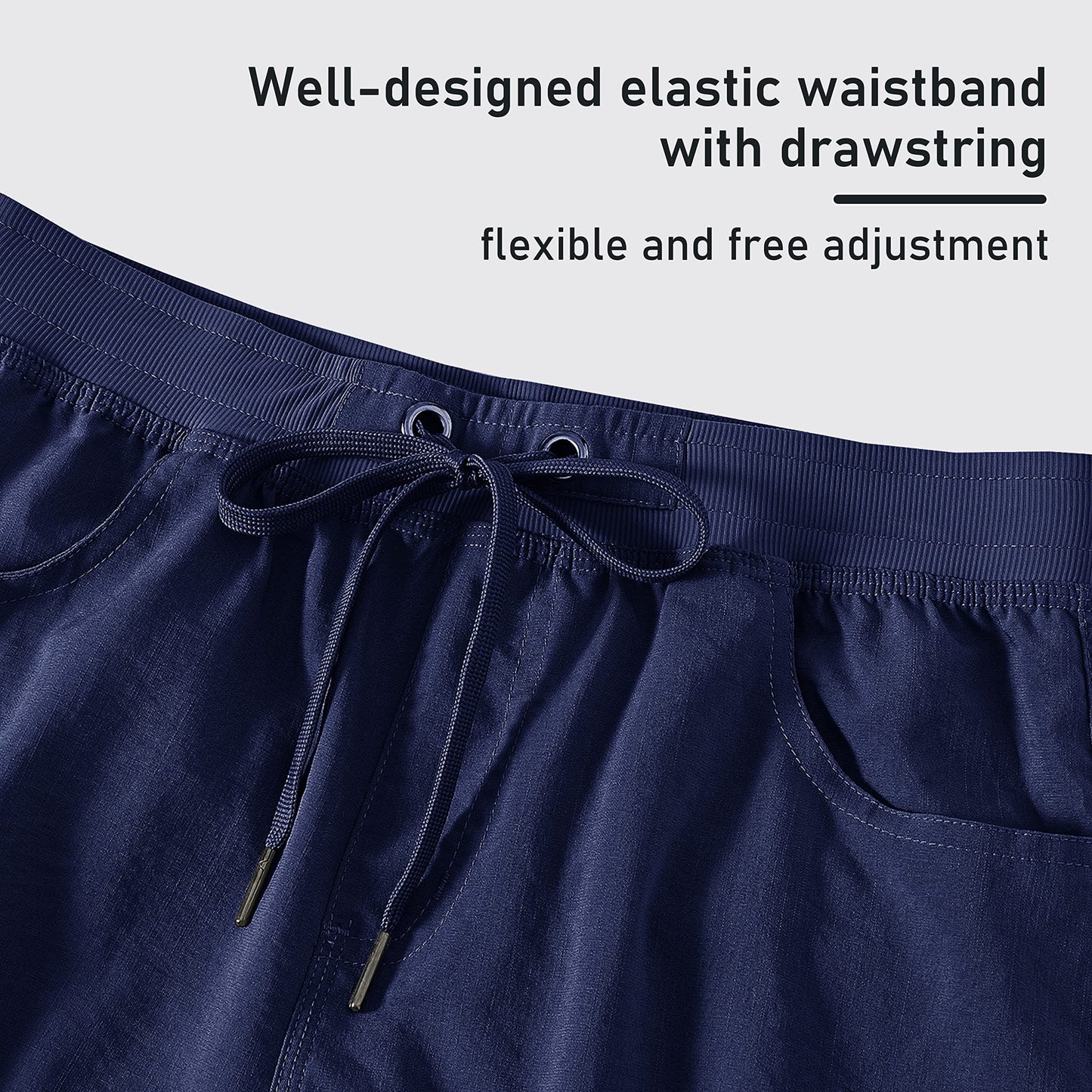 MoFiz Women's 10" Hiking Cargo Shorts Stretch Active Running Long Shorts Quick Dry Outdoor Running Summer Shorts with Pockets Navy L