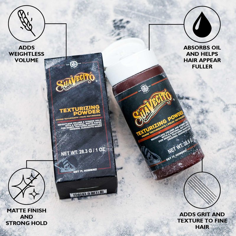 Suavecito Texturizing and Volumizing Hair Styling Powder with Shine Free Matte Finish and Strong Hold - No Mess, Oil Absorbing, Long Lasting - 1.75 oz