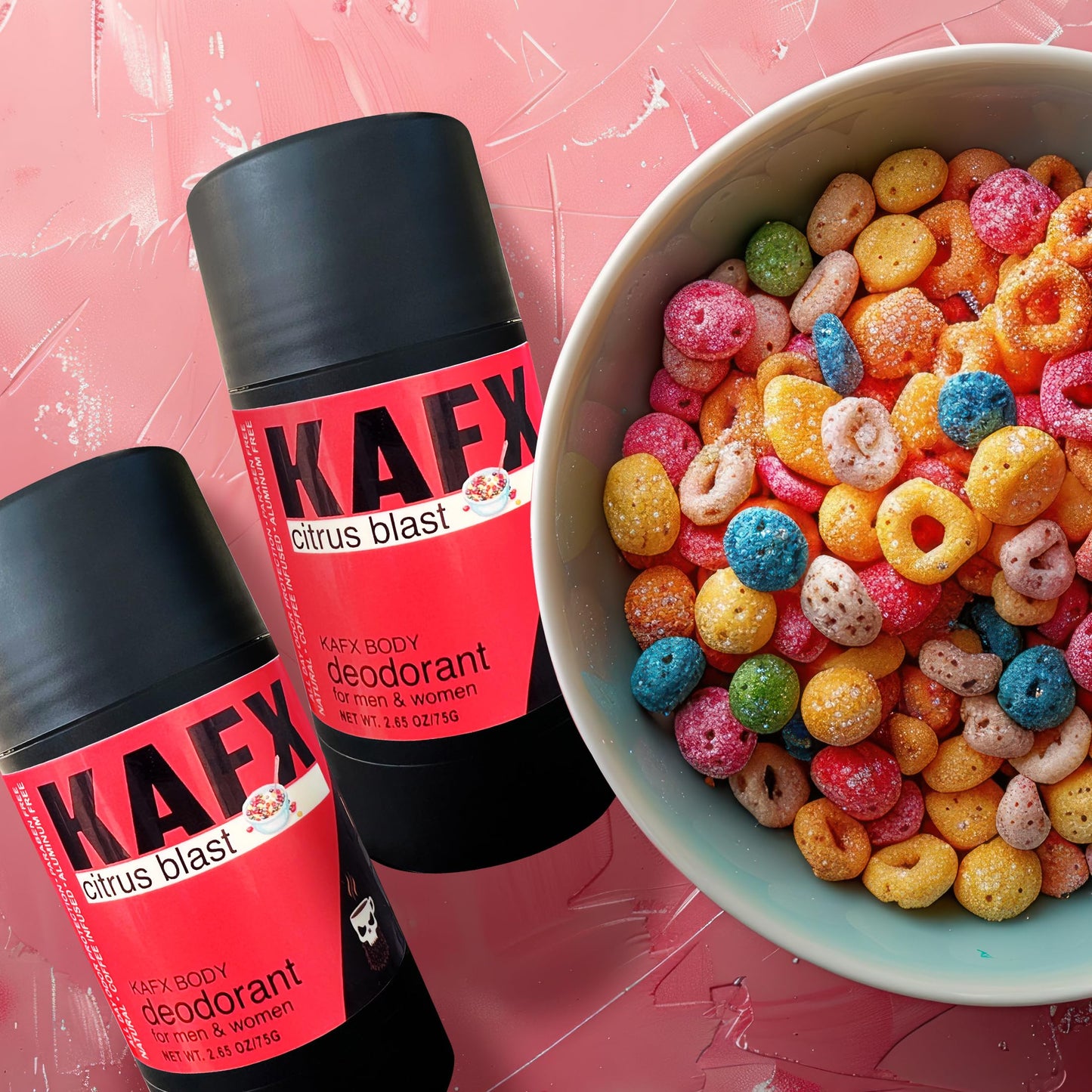 KAFX Body Citrus Blast Deodorant for Women and Men - Organic and Natural, Aluminum-Free, Coffee Oil-Infused for Long-Lasting Odor Protection, Single Pack, Paraben-Free, 2 Pack, 2.65 oz/75 g