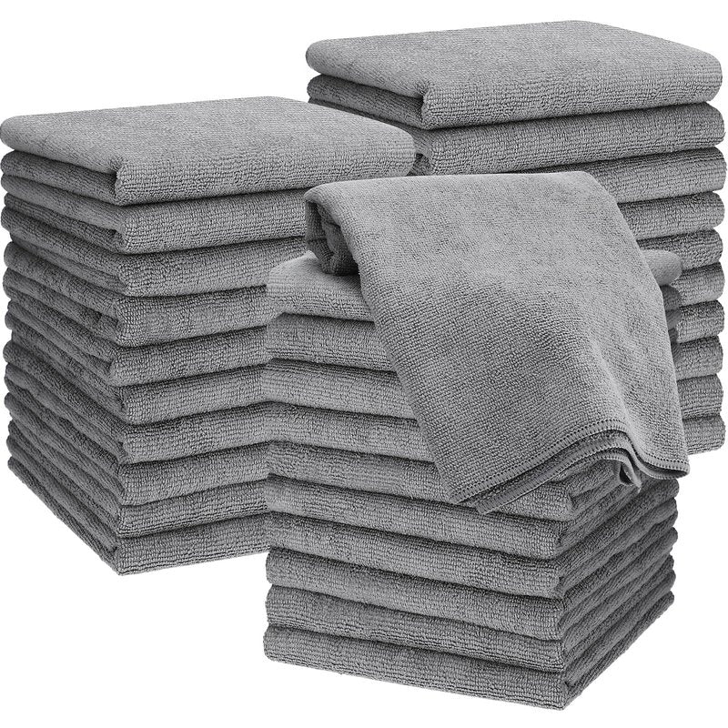 Panelee 24 Packs of Bleach Proof Towels Microfiber Absorbent Bleach Resistant Salon Hand Towels for Gym, Bath, Spa, Shaving, Shampoo, Home Hair Drying (Light Gray,16 x 28 Inch)