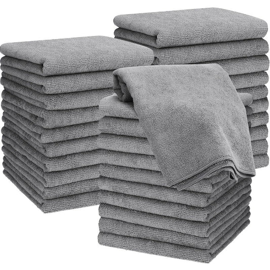 Panelee 24 Packs of Bleach Proof Towels Microfiber Absorbent Bleach Resistant Salon Hand Towels for Gym, Bath, Spa, Shaving, Shampoo, Home Hair Drying (Light Gray,16 x 28 Inch)