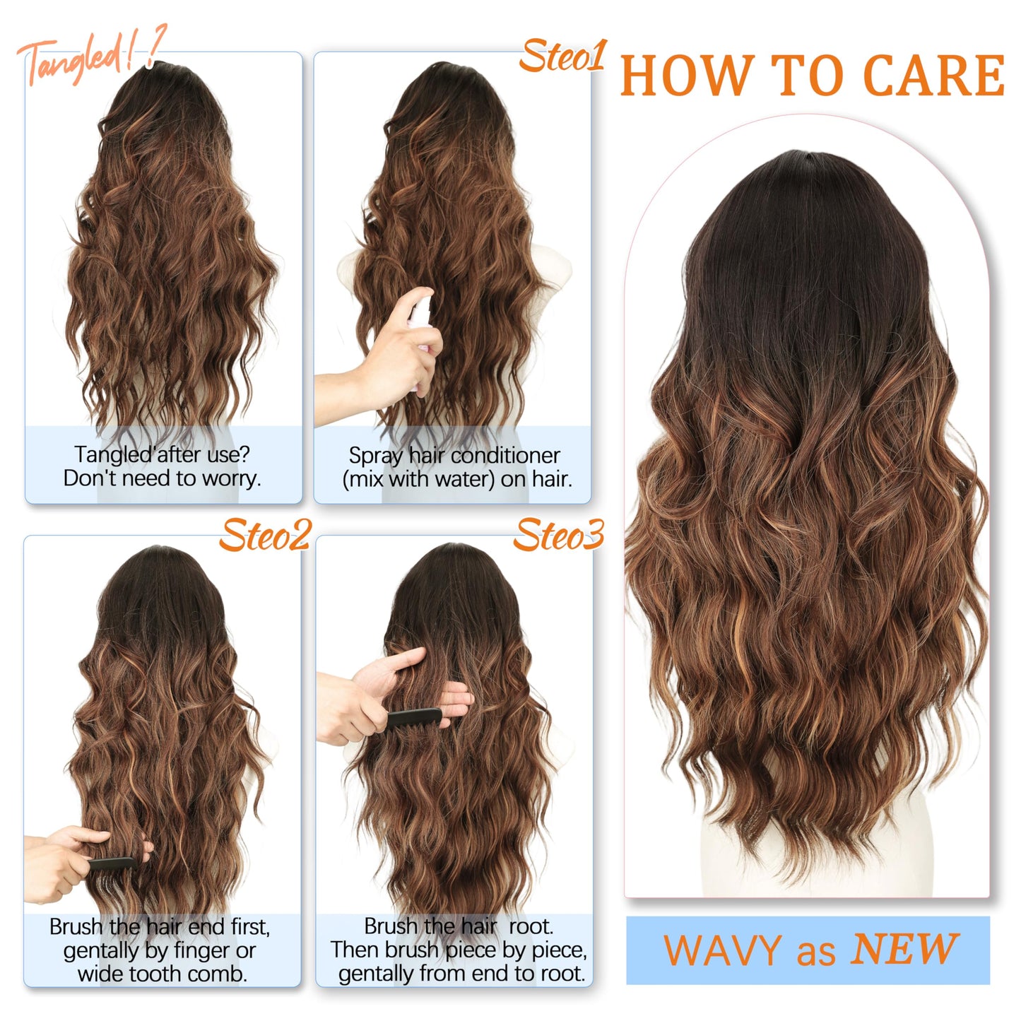 Nnzes Long Brown Highlight Wavy Wig 4x1 Lace Natural Hairline Middle Part Curly Heat-Resistant Synthetic Fiber for Women & Beginners Daily Party Use 26In