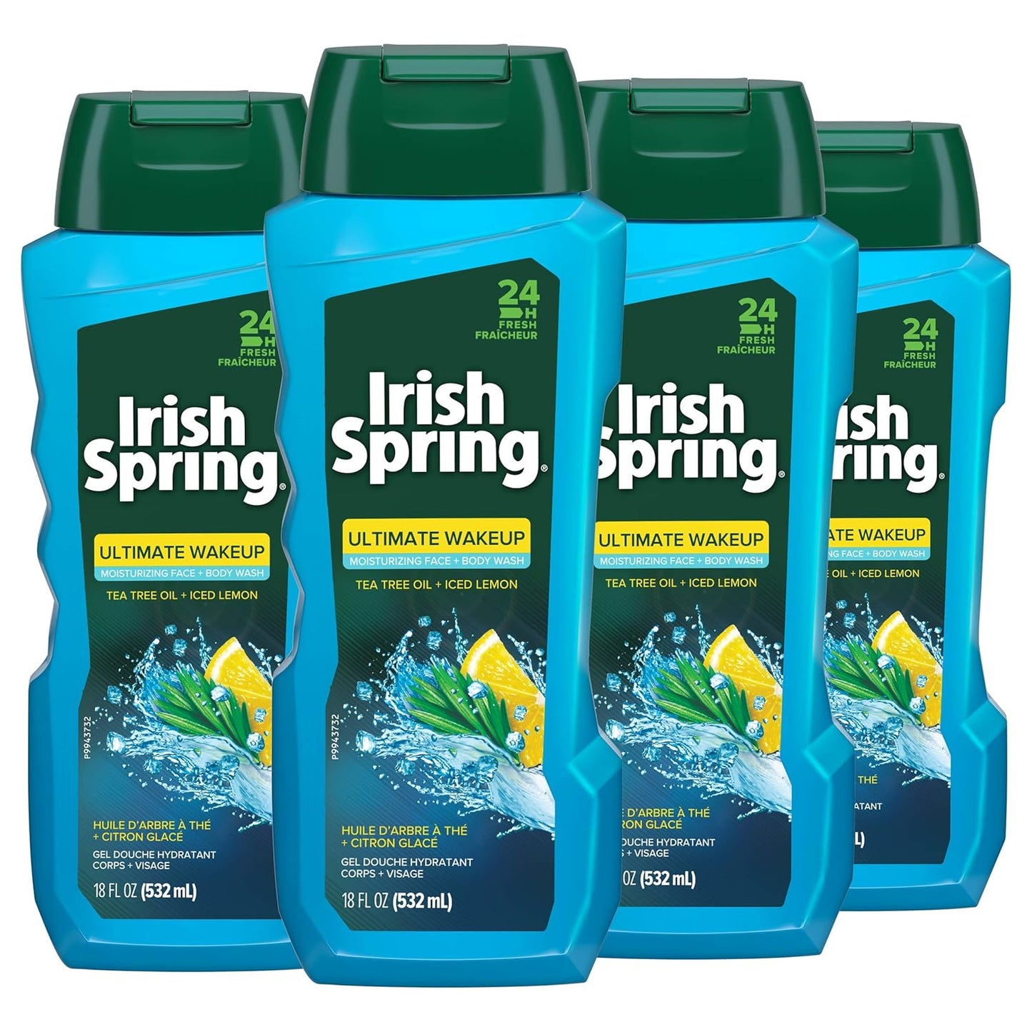 Irish Spring Face & Body Wash | Tea Tree Oil, Moisturizing Formula - 18 Fl Oz, 4 Pack