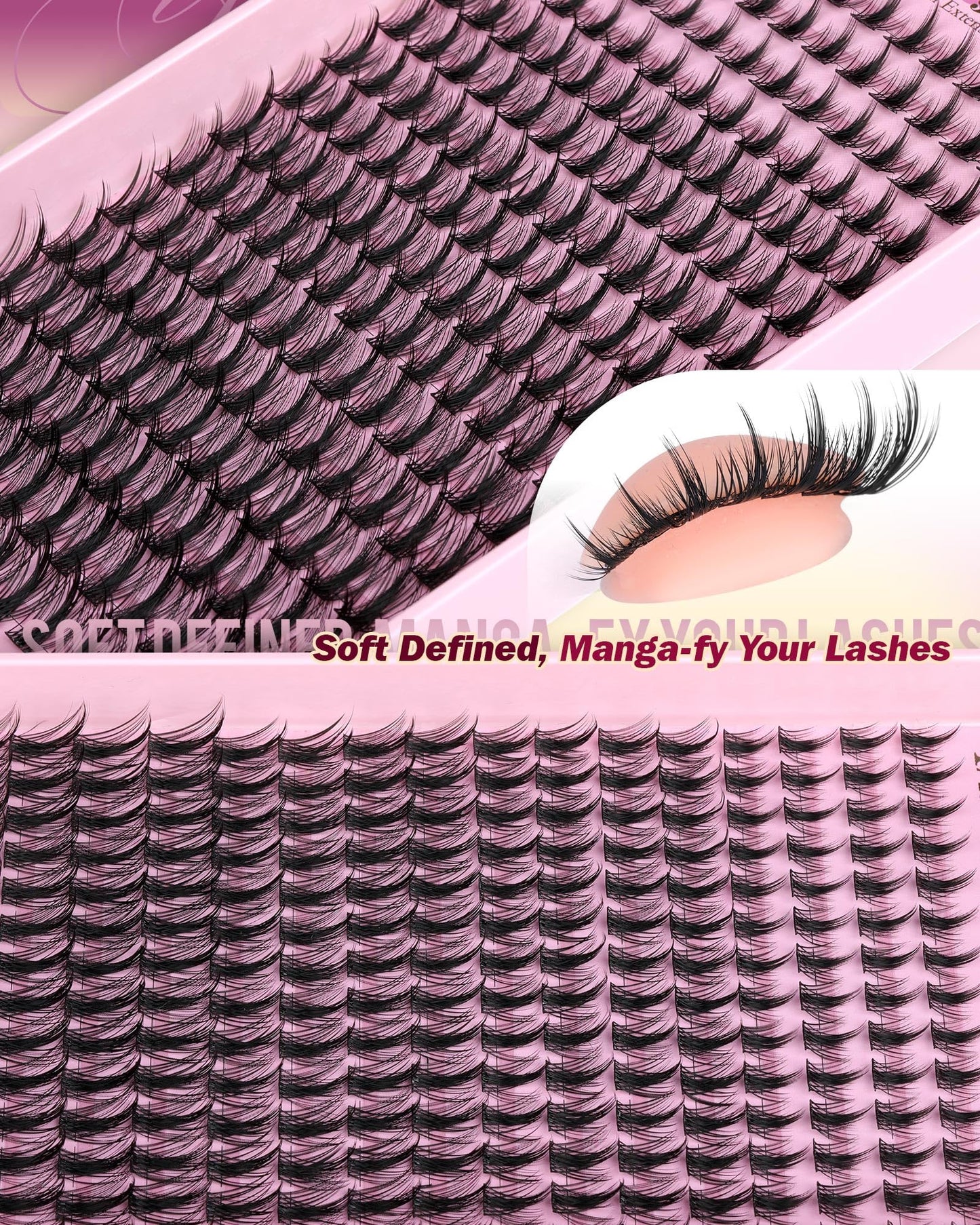 Yawamica Natural Lash Clusters Wispy Eyelash Extension 8-14mm Eyelash Clusters C Curly Individual Lashes Cluster Eyelash Extensions Waterproof DIY Lash Extension by Self