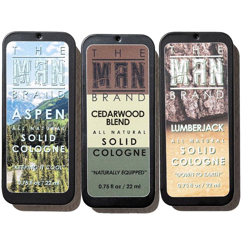 Solid Cologne Sample Set - Cedarwood, Lumberjack & Aspen | Men's Fragrance 3-Pack (0.75 oz Each)
