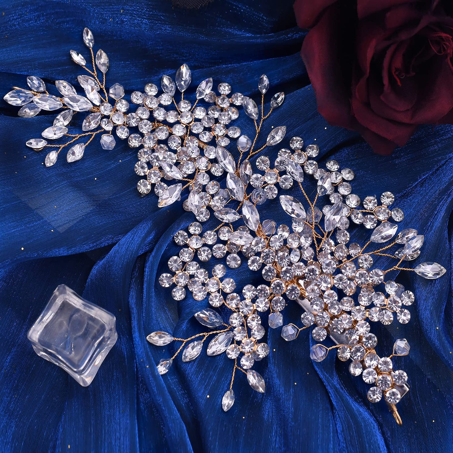 ULAPAN 2 Pack Rhinestone Bridal Hair Clips, Wedding Headpieces