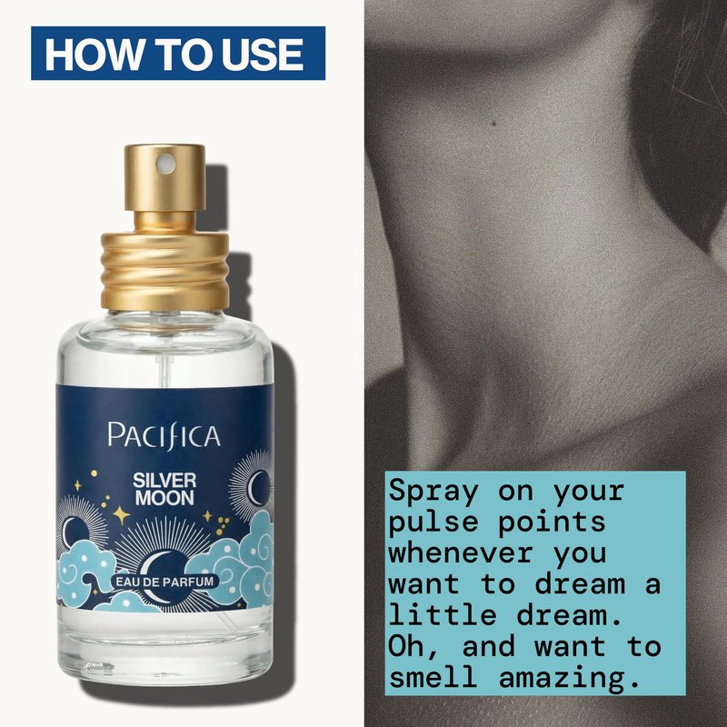 Pacifica Silver Moon Perfume 1oz – Long-Lasting Warm Vanilla & Almond Clean Fragrance for Women Vegan, Cruelty-Free, Essential Oils, Non Toxic
