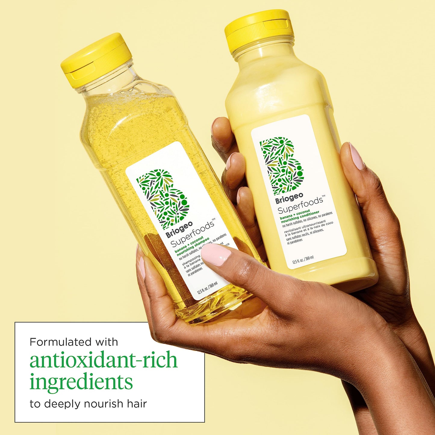 Briogeo Superfoods Banana + Coconut Hair Pack for Dry Hair | Nourishing Shampoo & Conditioner Duo | Hydrating & Shine-Boosting | Vegan & Cruelty-Free | 2 x 12.5 fl oz