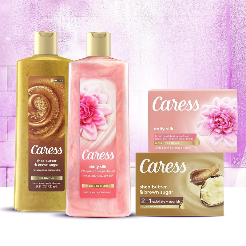 Caress Hydrating Body Wash - Silky Soft Skin with Silk Extract & Floral Oil | 25.4 oz