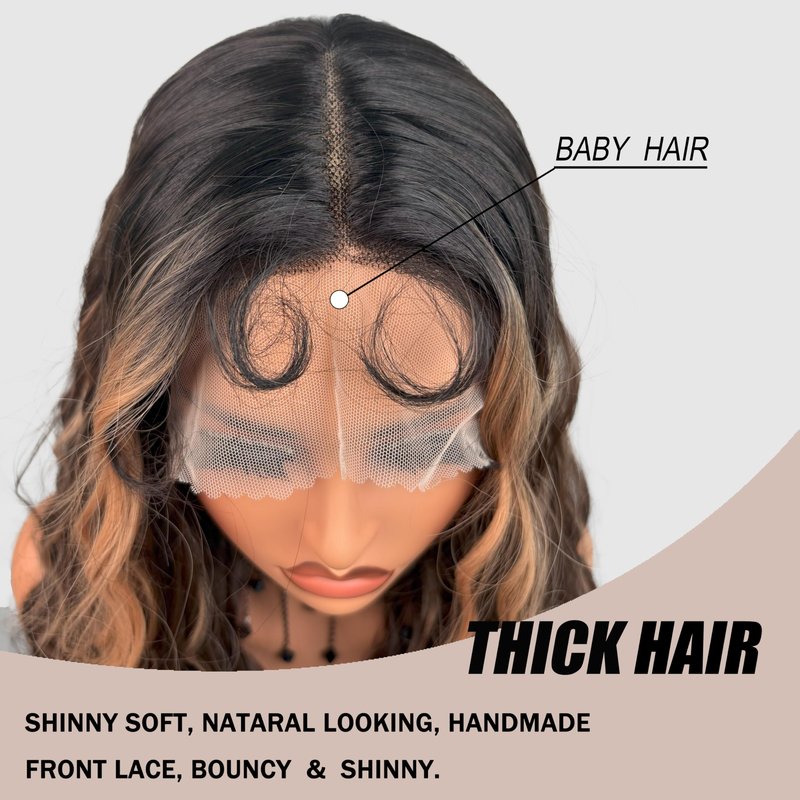 Lace Front curly Synthetic Wig for Women 32 Inch Long Deep Curly Wavy T part HD Transparent Glueless Lace wig Heat Resistant Fiber Pre Plucked Hairline with Baby Hair（Brown highlights）