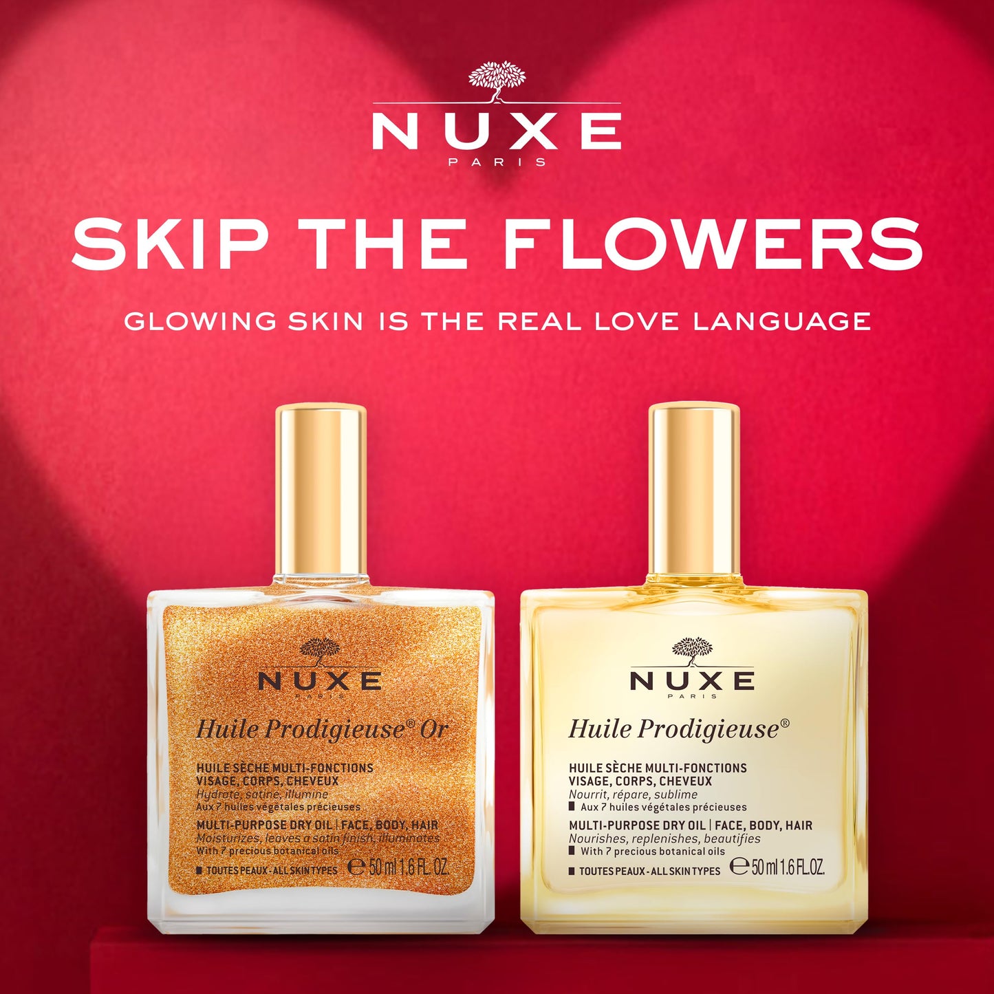 Nuxe Huile Prodigieuse Multi-Purpose Dry Oil with 7 Botanical Oils for Radiant Glow and Hydration for Face, Body & Hair, 1.6 Fl Oz