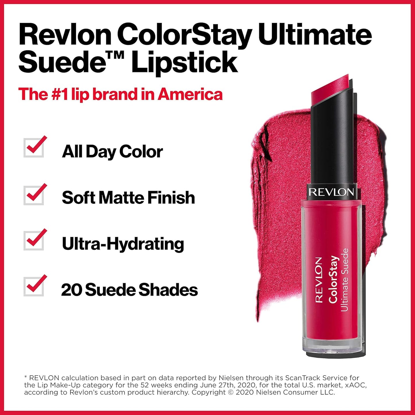 Revlon ColorStay Ultimate Suede Lipstick - High Impact Moisturizing Formula | 025 Socialite, 0.09 Oz