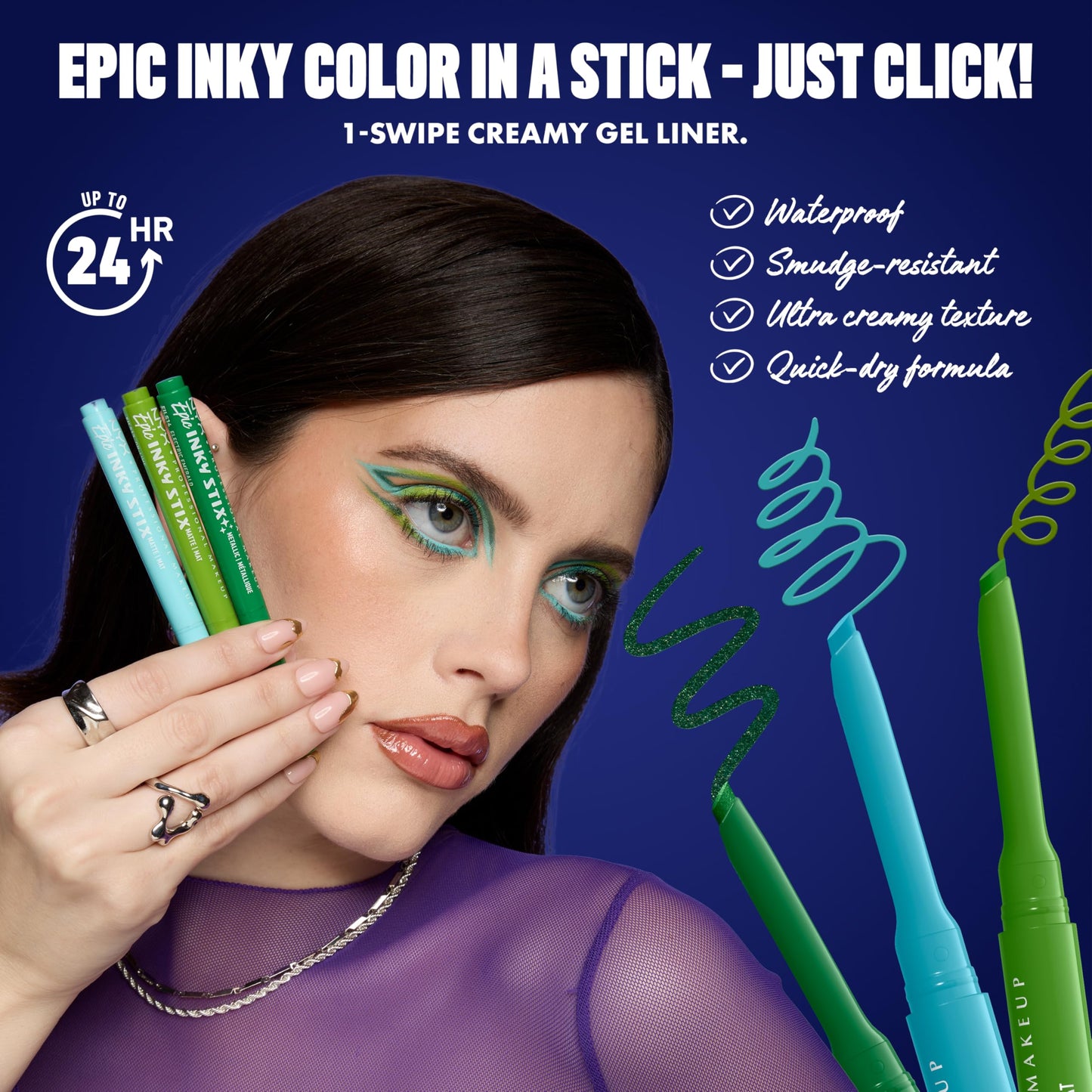 NYX PROFESSIONAL MAKEUP Epic Inky Stix Eyeliner, Mechanical Cream Gel Eyeliner, Waterproof Formula With Up To 24HR Wear - 09 Lavender Link (Matte Purple)