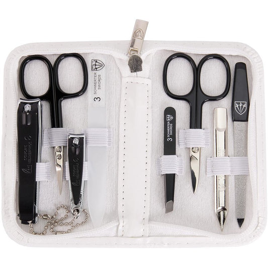 3 Swords Germany - brand quality 8 piece manicure pedicure grooming kit set for professional finger & toe nail care scissors file clipper fashion leather case in gift box, Made by 3 Swords (01634)