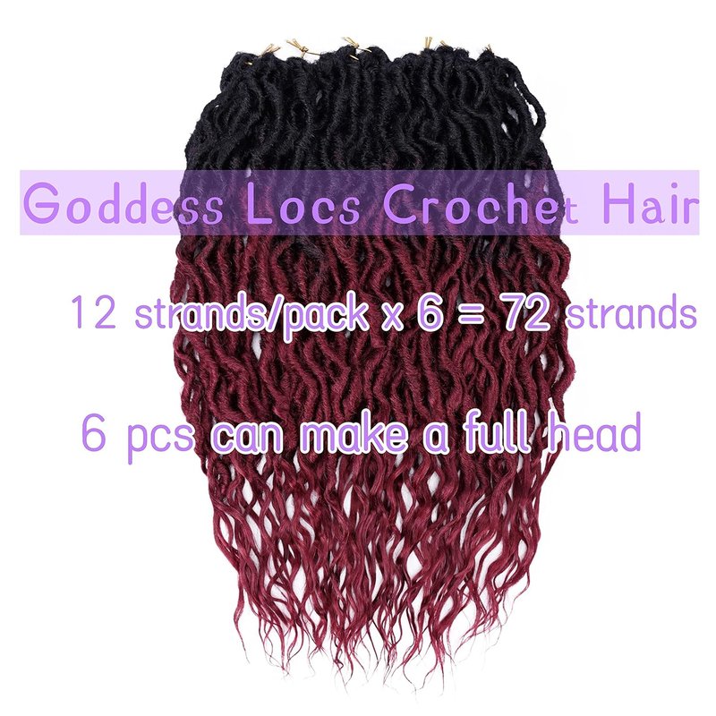 Faux Locs Crochet Hair - 24 Inch Soft Goddess Locs | 6 Packs Pre-Looped Synthetic Braids with Curly Ends