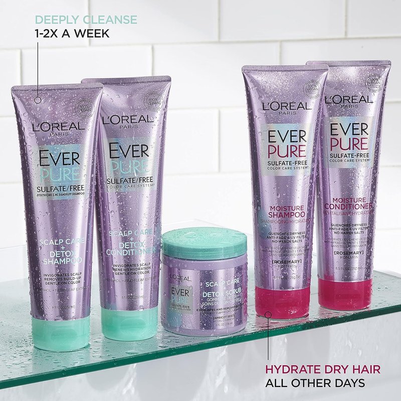 L'Oreal Paris EverPure Exfoliating Scalp Care Scrub - Detox Formula with Apricot Seed, 8 Ounce