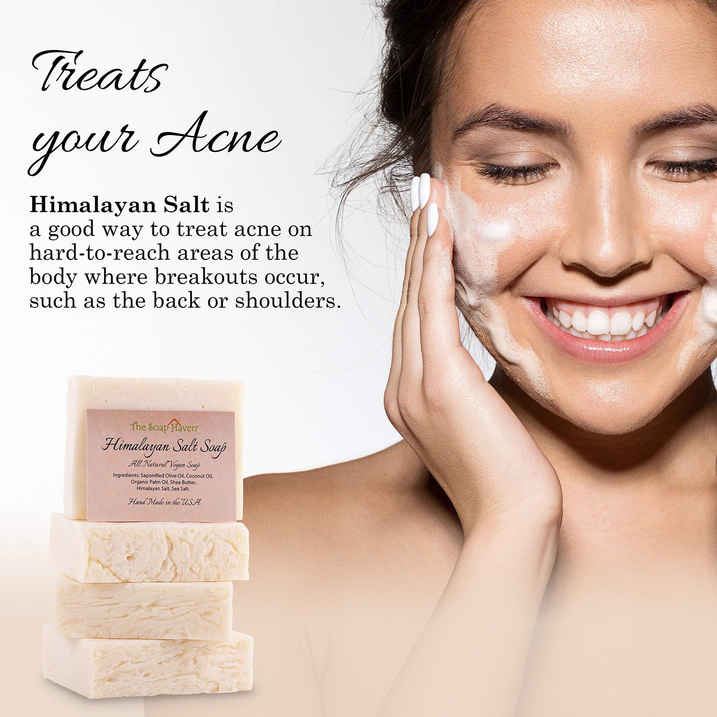 The Soap Haven Bundle of 4 Himalayan Salt Soap Bars and 4 Soap Saver Mesh Bags