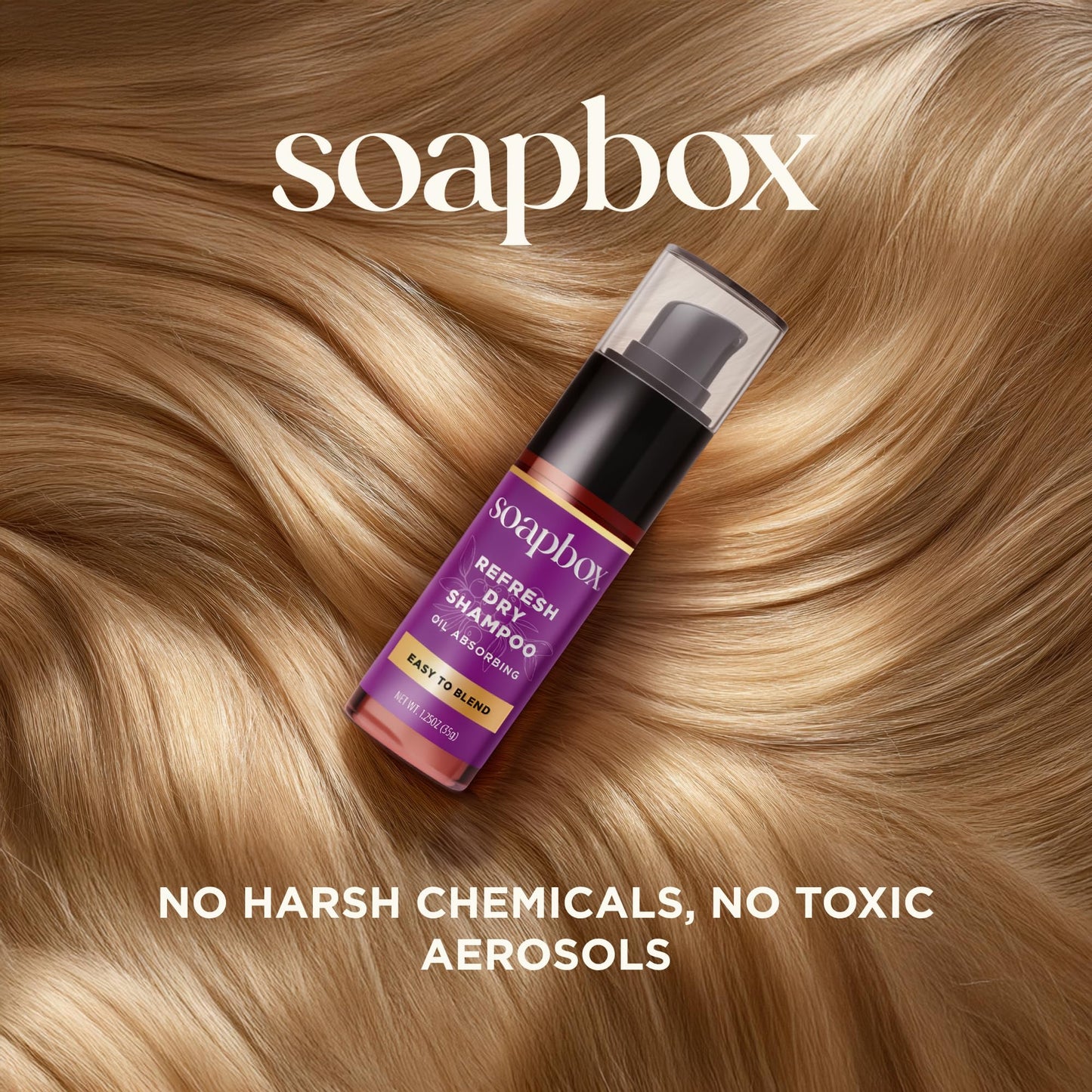 Soapbox Refresh Dry Shampoo Powder, Absorbs Oil & Volumizes Hair - Non Aerosol Dry Shampoo Hair Powder with Biotin - Clean Ingredients Free of Harsh Chemicals, Sulfates, Parabens & Silicones - 1.25oz