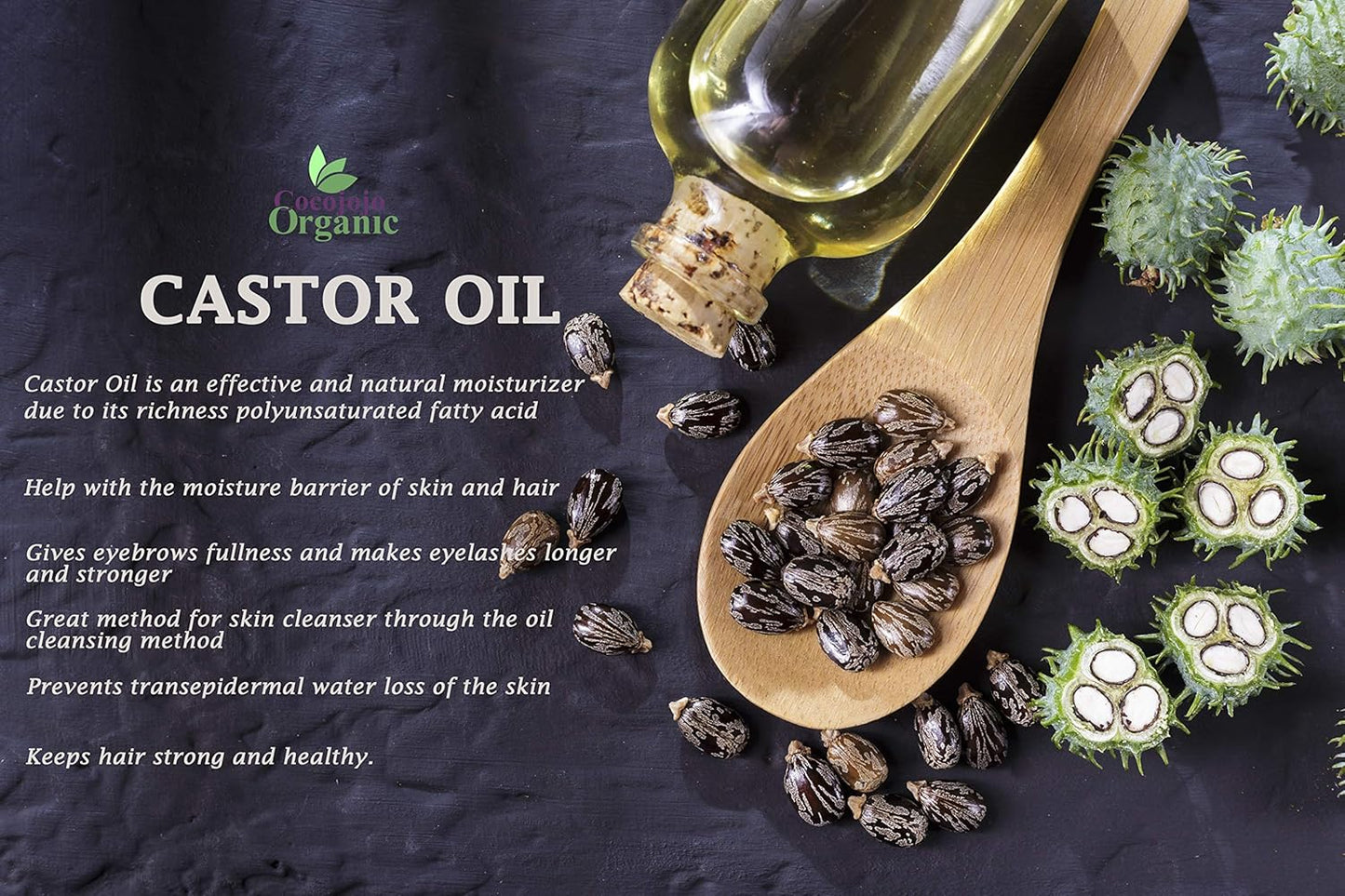 Castor Oil - Cold Pressed Unrefined Hexane-Free Moisturizer for Hair, Skin & Nails | 32 Oz
