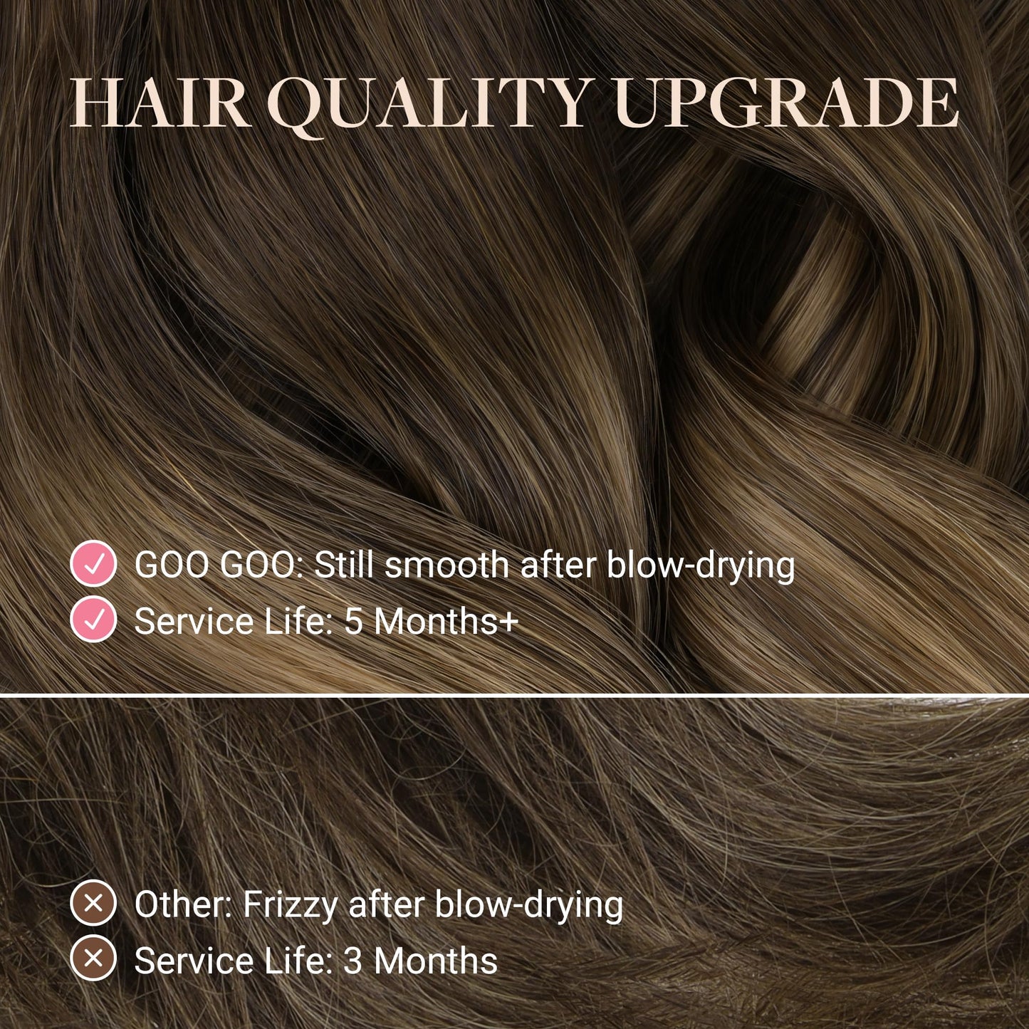 GOO GOO Tape in Hair Extensions, 4/27/4 Balayage Chocolate Brown to Caramel Blonde, 16inch 40g 10pcs, Mini Tape Cut to Fit, Skin Weft Seamless Invisible, Remy Human Hair